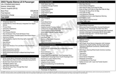 2022 Toyota Sienna LE 8 Passenger
