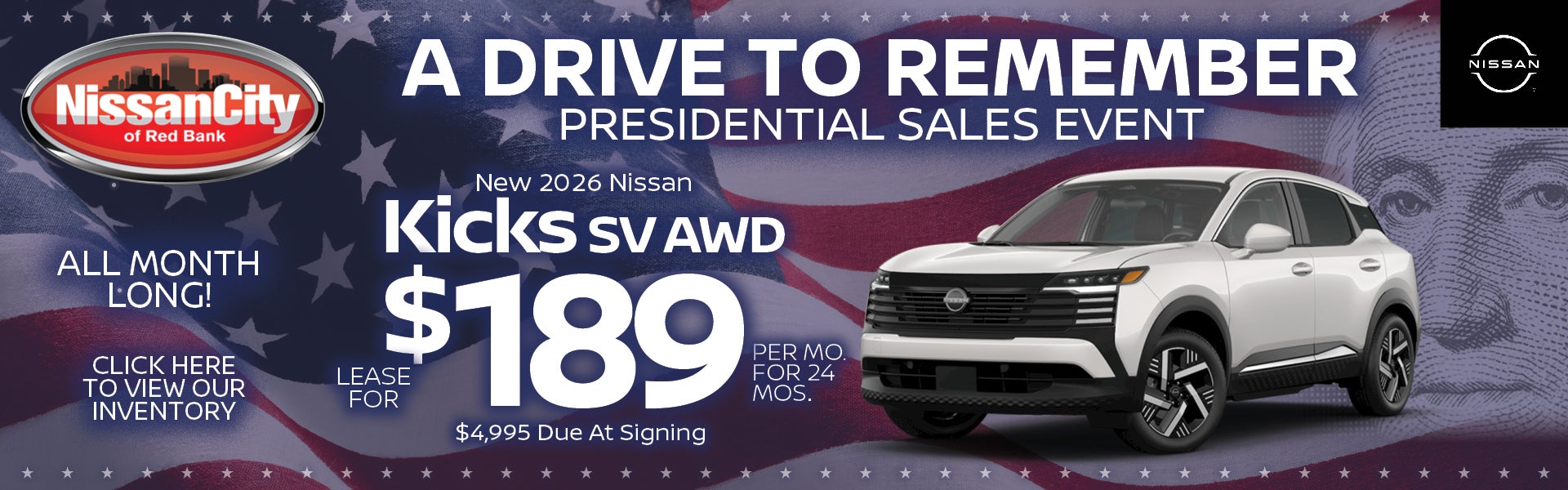 KICKS SV AWD $189/mo 24 mo